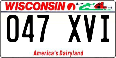 WI license plate 047XVI