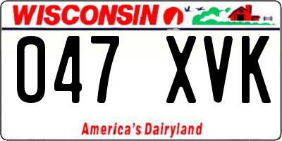WI license plate 047XVK