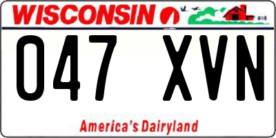 WI license plate 047XVN
