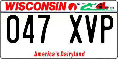 WI license plate 047XVP