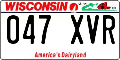WI license plate 047XVR