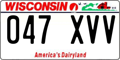 WI license plate 047XVV