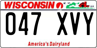 WI license plate 047XVY