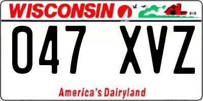 WI license plate 047XVZ