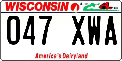 WI license plate 047XWA