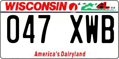 WI license plate 047XWB