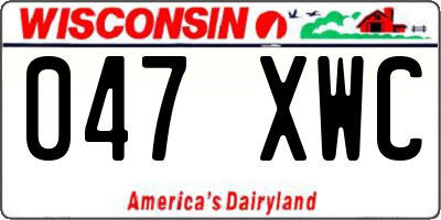 WI license plate 047XWC