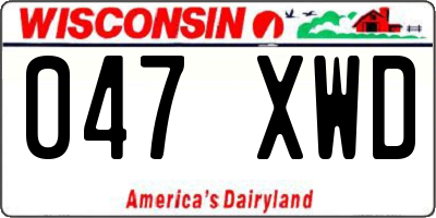 WI license plate 047XWD