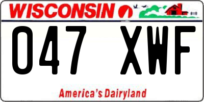 WI license plate 047XWF