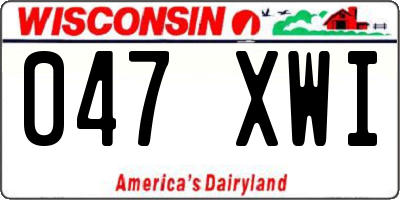 WI license plate 047XWI
