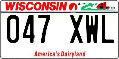 WI license plate 047XWL