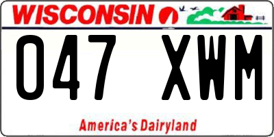 WI license plate 047XWM