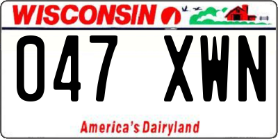 WI license plate 047XWN