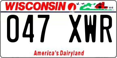 WI license plate 047XWR