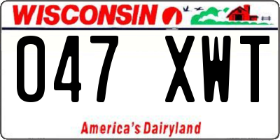 WI license plate 047XWT