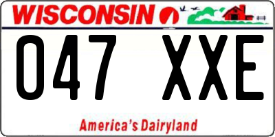 WI license plate 047XXE