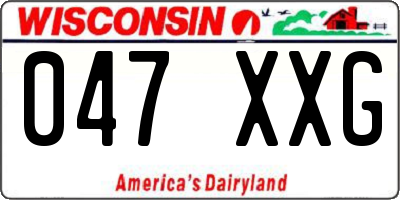 WI license plate 047XXG