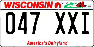 WI license plate 047XXI