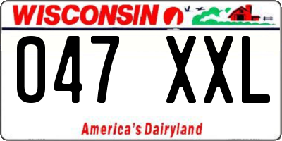 WI license plate 047XXL