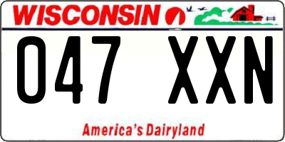 WI license plate 047XXN