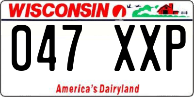 WI license plate 047XXP