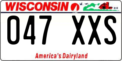 WI license plate 047XXS