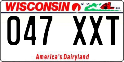WI license plate 047XXT