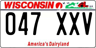 WI license plate 047XXV