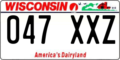WI license plate 047XXZ