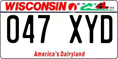 WI license plate 047XYD