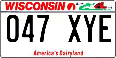 WI license plate 047XYE