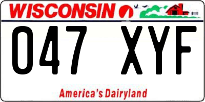 WI license plate 047XYF