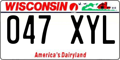 WI license plate 047XYL