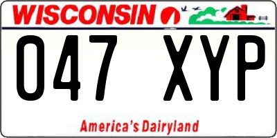 WI license plate 047XYP