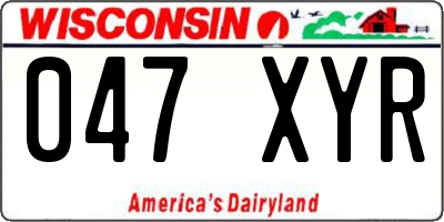 WI license plate 047XYR
