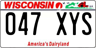 WI license plate 047XYS