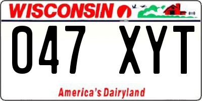 WI license plate 047XYT