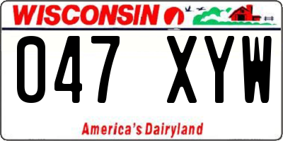 WI license plate 047XYW