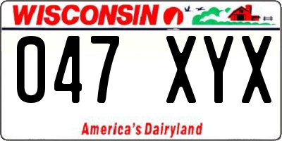 WI license plate 047XYX