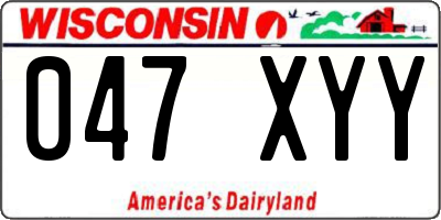 WI license plate 047XYY