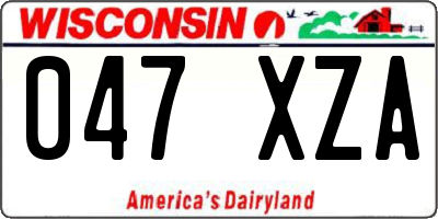WI license plate 047XZA