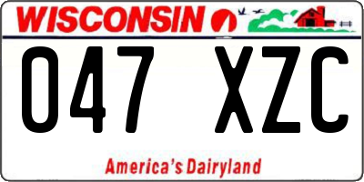 WI license plate 047XZC