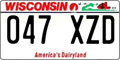 WI license plate 047XZD