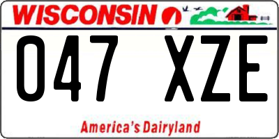 WI license plate 047XZE