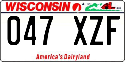 WI license plate 047XZF