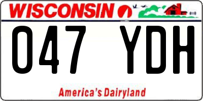 WI license plate 047YDH