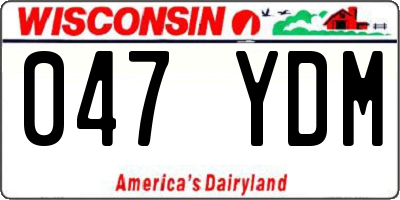 WI license plate 047YDM