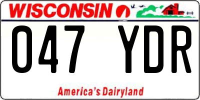 WI license plate 047YDR
