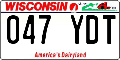 WI license plate 047YDT