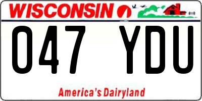 WI license plate 047YDU
